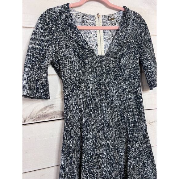 Lela Rose Size 4 Dress Blue White Print Classy Chic Zip Up Back Short Sleeves - Picture 5 of 5